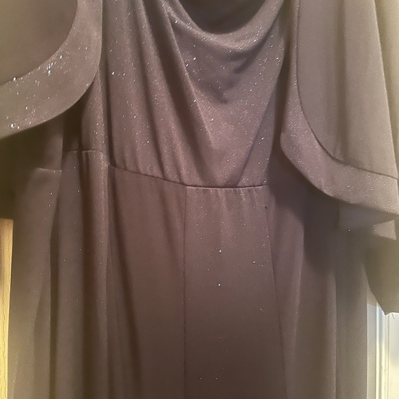 formal gown w/jacket. Dark blue w/sparkle in fabric. worn twice, wrinkle free - Picture 3 of 3